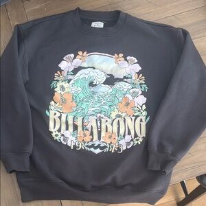 Billabong Black Crewneck Sweatshirt with Retro Graphic women’s small